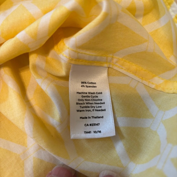 Talbots Casual Yellow and White Button Down Shirt - Picture 9 of 9